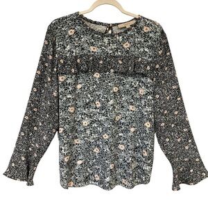 LOFT Floral Print Long Sleeve Top Blouse‎ Womens Size Medium